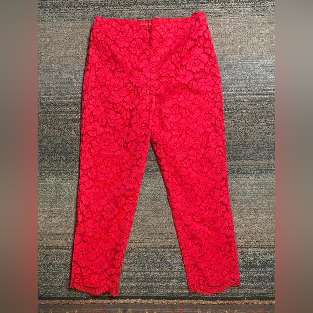 Talbots Vibrant Red Lace Cropped Pants